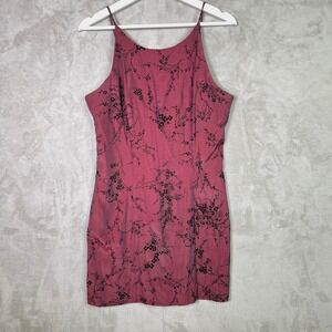 Vtg California Happenings 9 Burgundy Floral Spaghetti Strap Dress 90s Goth Vamp